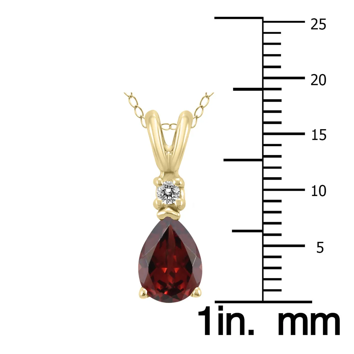 14K Yellow Gold 8X6Mm Pear Garnet And Diamond Pendant