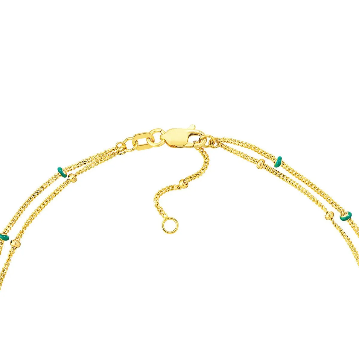 14K Yellow Gold Blue Enamel and Saturn Adjustable Anklet