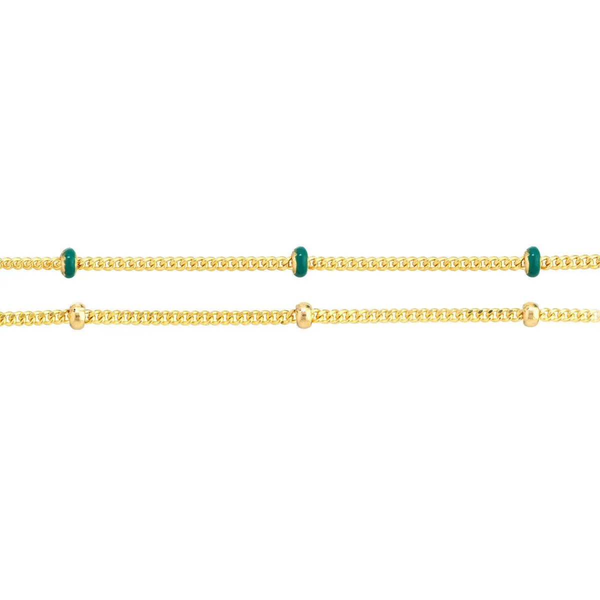 14K Yellow Gold Blue Enamel and Saturn Adjustable Anklet