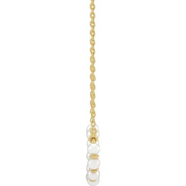 14K Yellow Gold Cultured White Freshwater Pearl Circle 18" Necklace