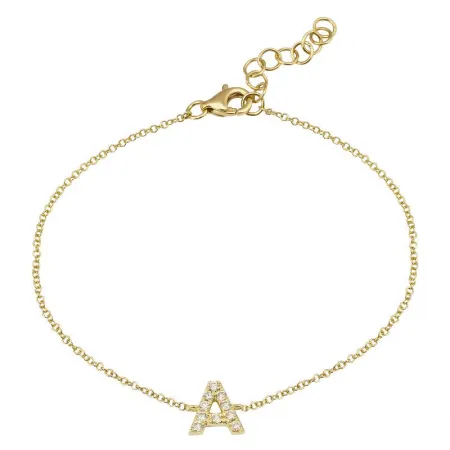 14K Yellow Gold Diamond initial Bracelet