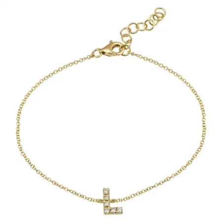 14K Yellow Gold Diamond initial Bracelet