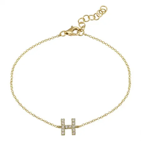 14K Yellow Gold Diamond initial Bracelet