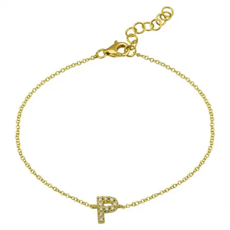 14K Yellow Gold Diamond initial Bracelet