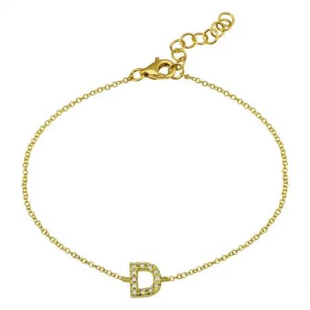 14K Yellow Gold Diamond initial Bracelet