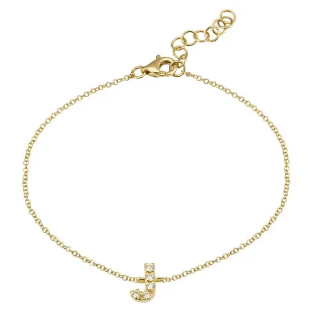 14K Yellow Gold Diamond initial Bracelet