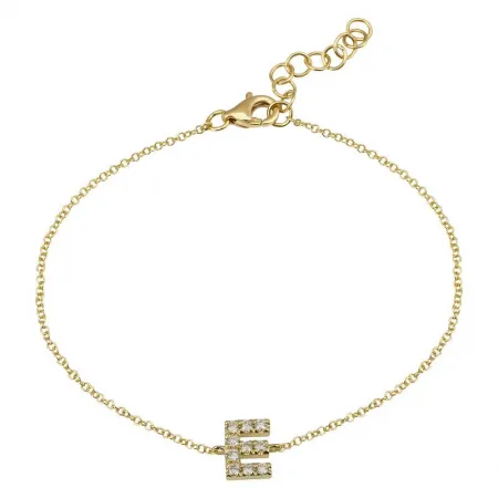 14K Yellow Gold Diamond initial Bracelet