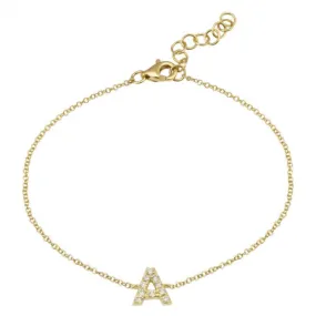 14K Yellow Gold Diamond initial Bracelet