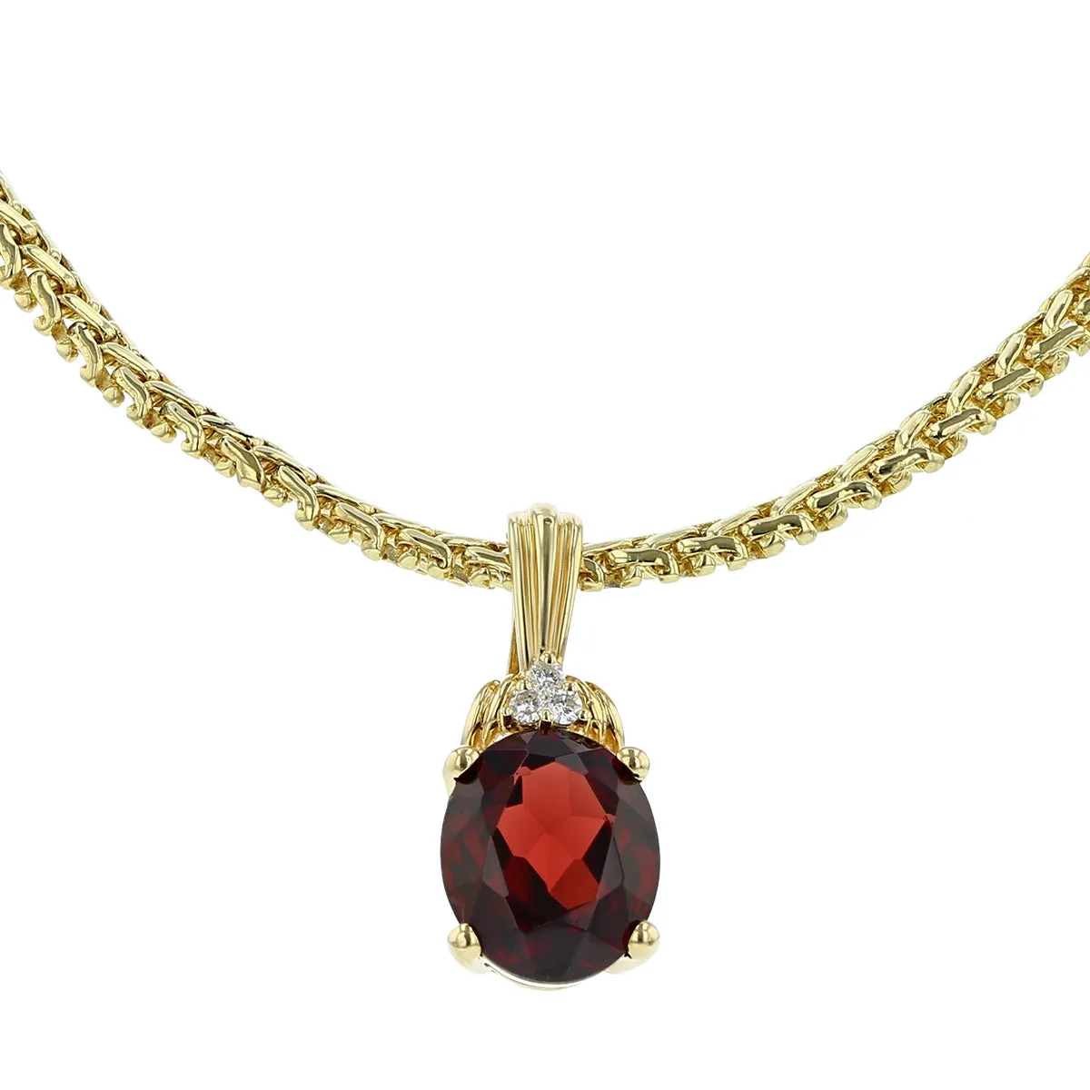 14K Yellow Gold Garnet and Diamond Pendant