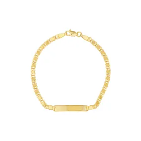 14K Yellow Gold Heart Mirror Rope ID Bracelet