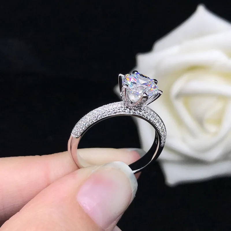 1.5 Carats Moissanite Diamond Pave Setting Ring