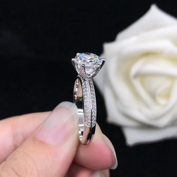 1.5 Carats Moissanite Diamond Pave Setting Ring