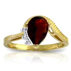 1.52 Carat 14K Solid Yellow Gold Sole Partner Garnet Diamond Ring