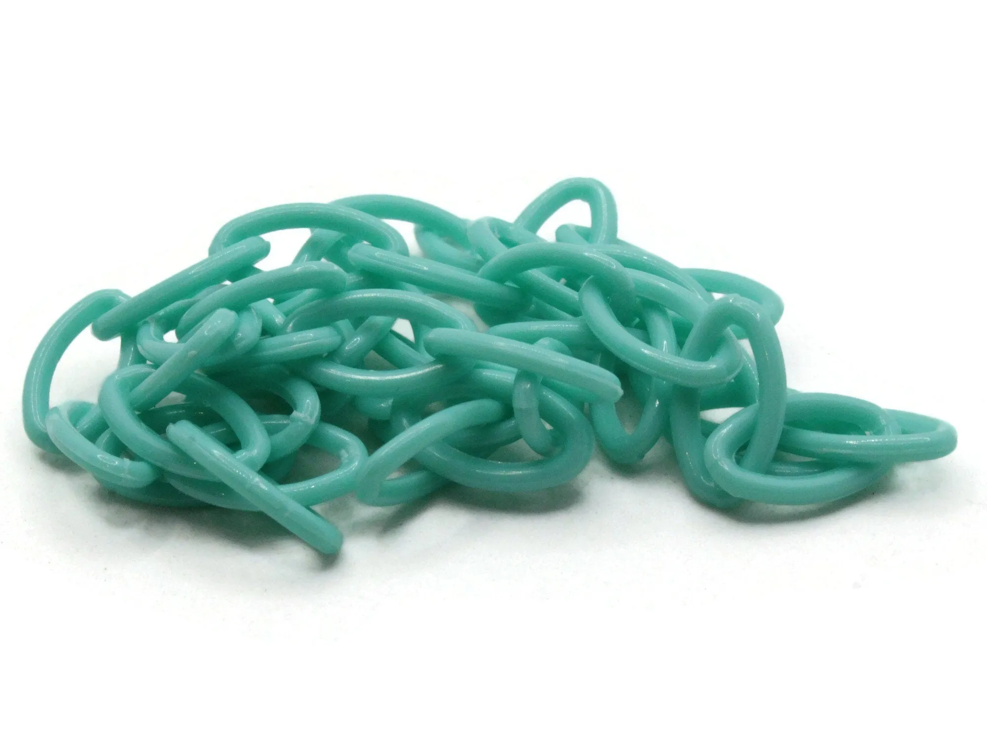 15.75 Inch Blue Green Plastic Oval Chain - 40cm chain - 13x8mm Links