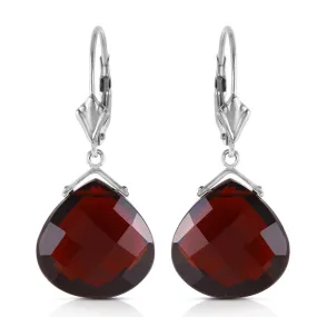 17 Carat 14K Solid White Gold Leverback Earrings Checkerboard Cut Garnet