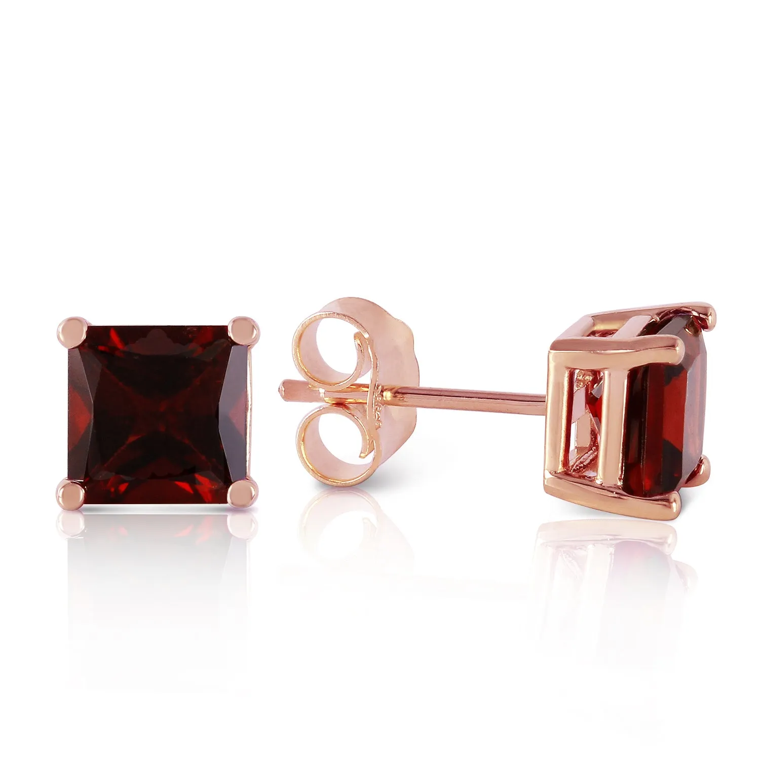 1.75 Carat 14K Solid Rose Gold Sparkle Garnet Stud Earrings