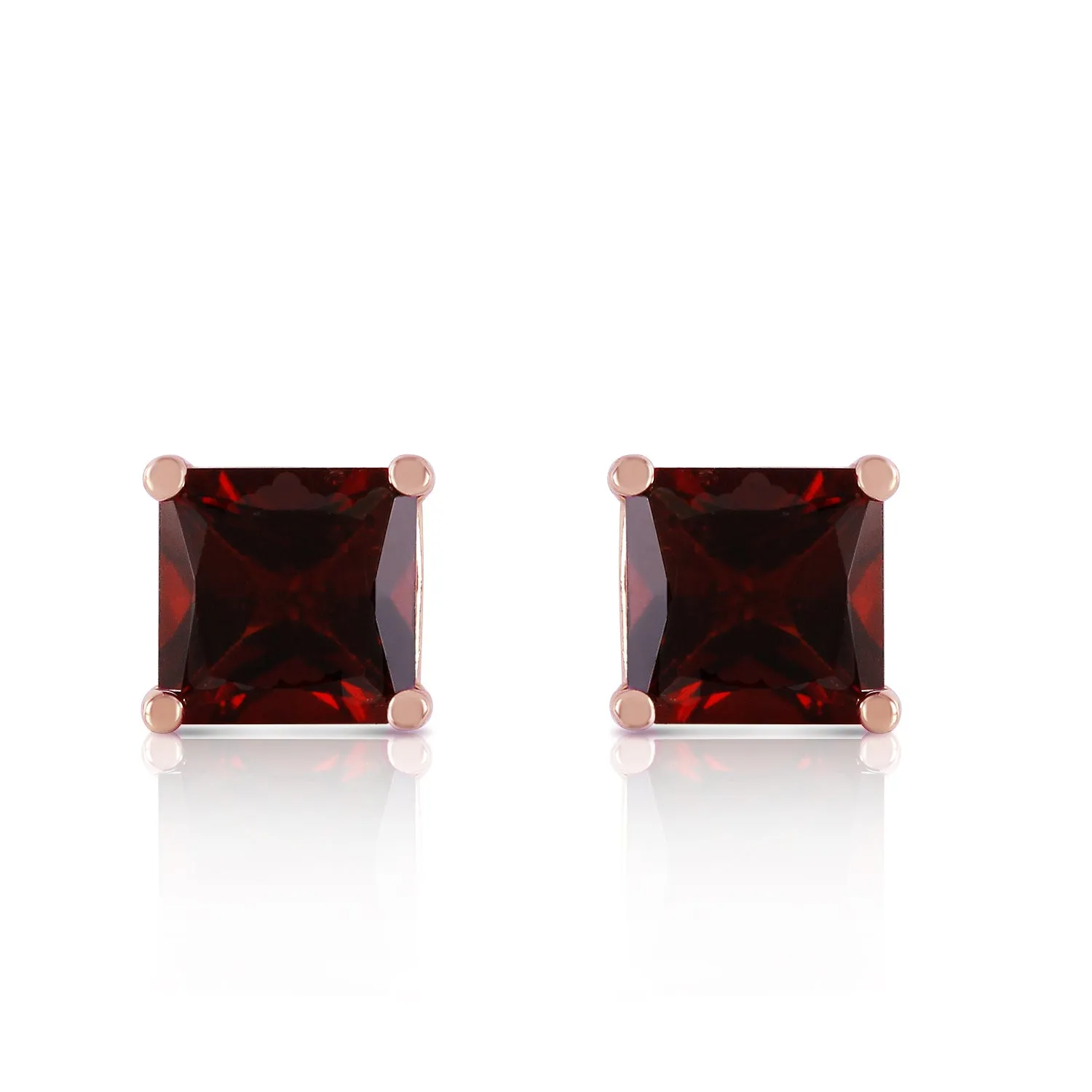 1.75 Carat 14K Solid Rose Gold Sparkle Garnet Stud Earrings