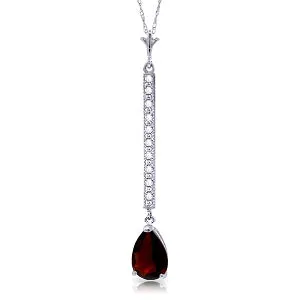 1.8 Carat 14K Solid White Gold Necklace Diamond Garnet