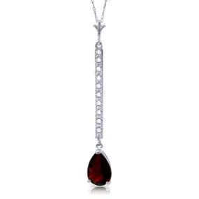 1.8 Carat 14K Solid White Gold Necklace Diamond Garnet