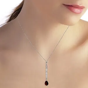 1.8 Carat 14K Solid White Gold Necklace Diamond Garnet