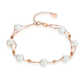 18K/ 750 Rose Gold 7 Pieces Pearls Bracelet (7 Piece Pearls) MKB7004