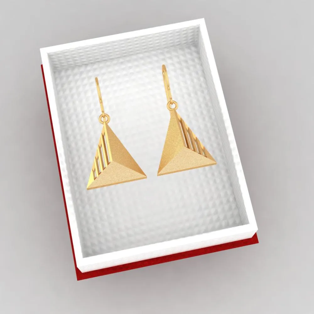 18k Exquisite Conical-shaped Gold Earrings