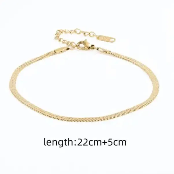 18k Golld-Filled Herringbone Anklet - Cuban Link Anklet - Anklets For Women - Isla Anklet