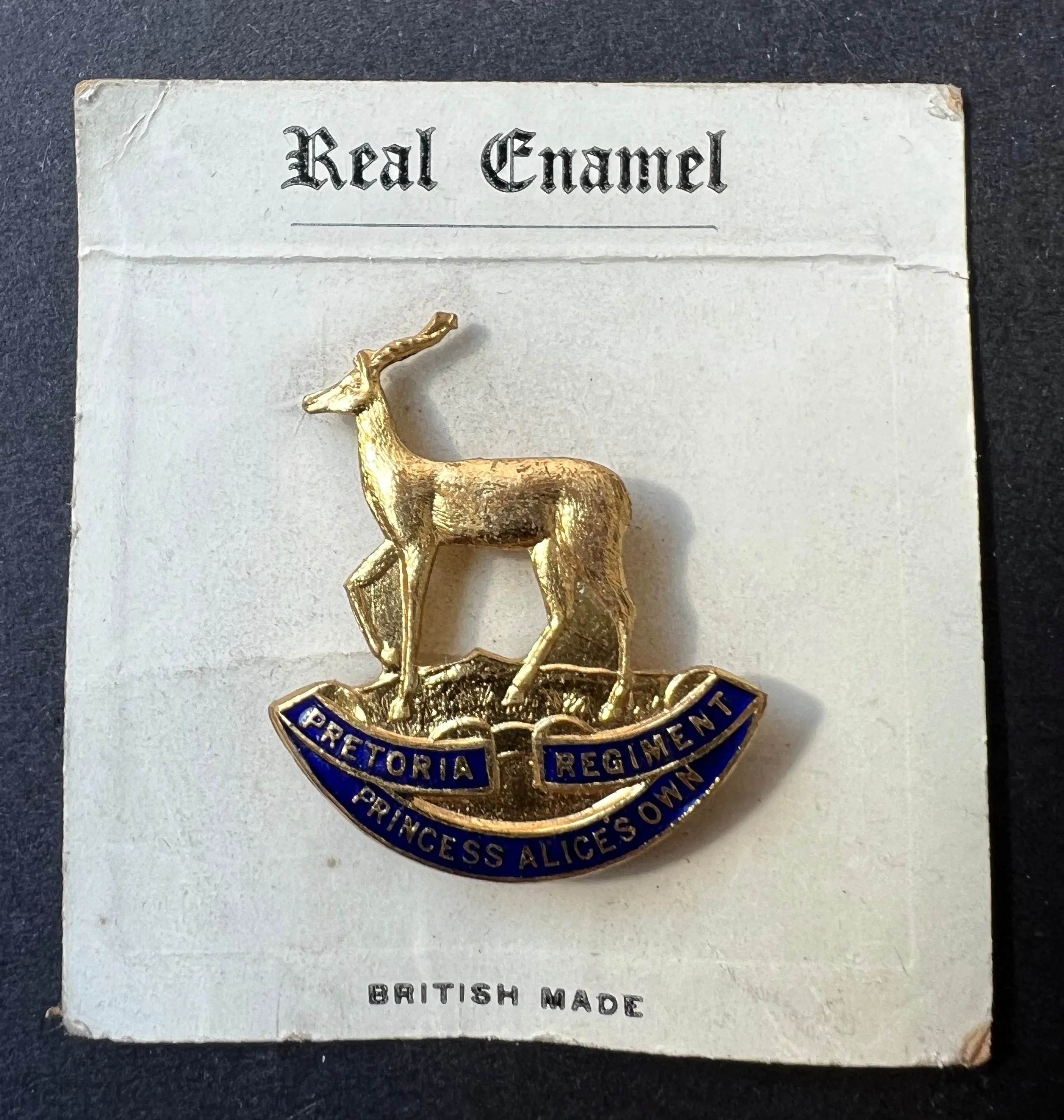 1940s Enamel Badge of the PRETORIA REGIMENT PRINCESS ALICES OWN