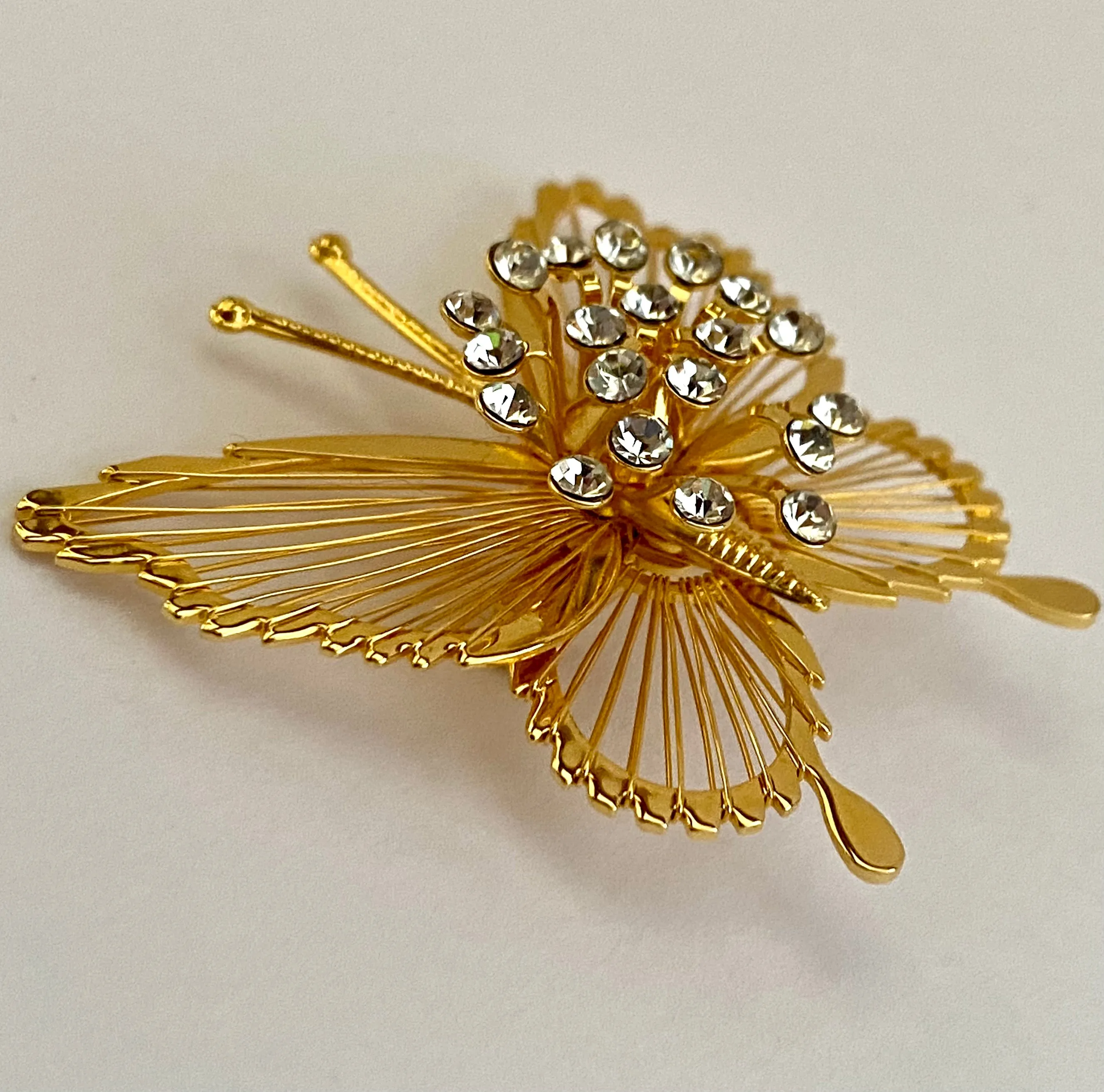 1960s Monet Rhinestone Butterfly Brooch