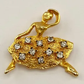 1990s Ballerina Rhinestone Brooch