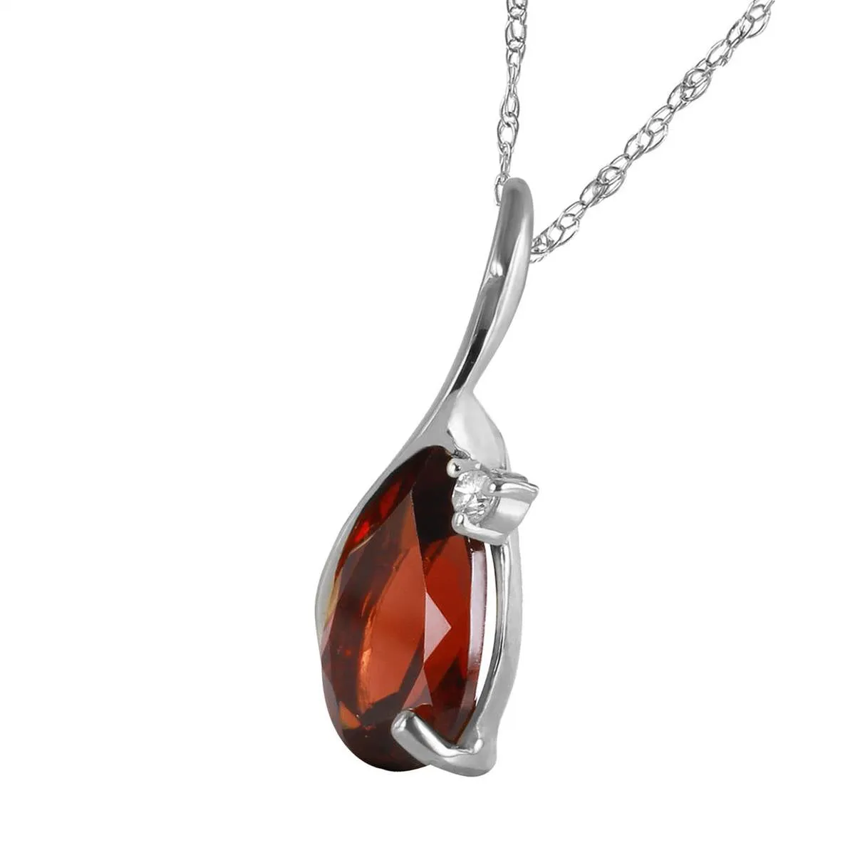 2.03 Carat 14K Solid White Gold Necklace Diamond Garnet