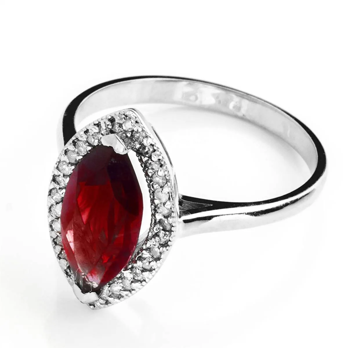 2.15 Carat 14K Solid White Gold Ring Diamond Marquis Garnet