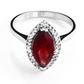 2.15 Carat 14K Solid White Gold Ring Diamond Marquis Garnet