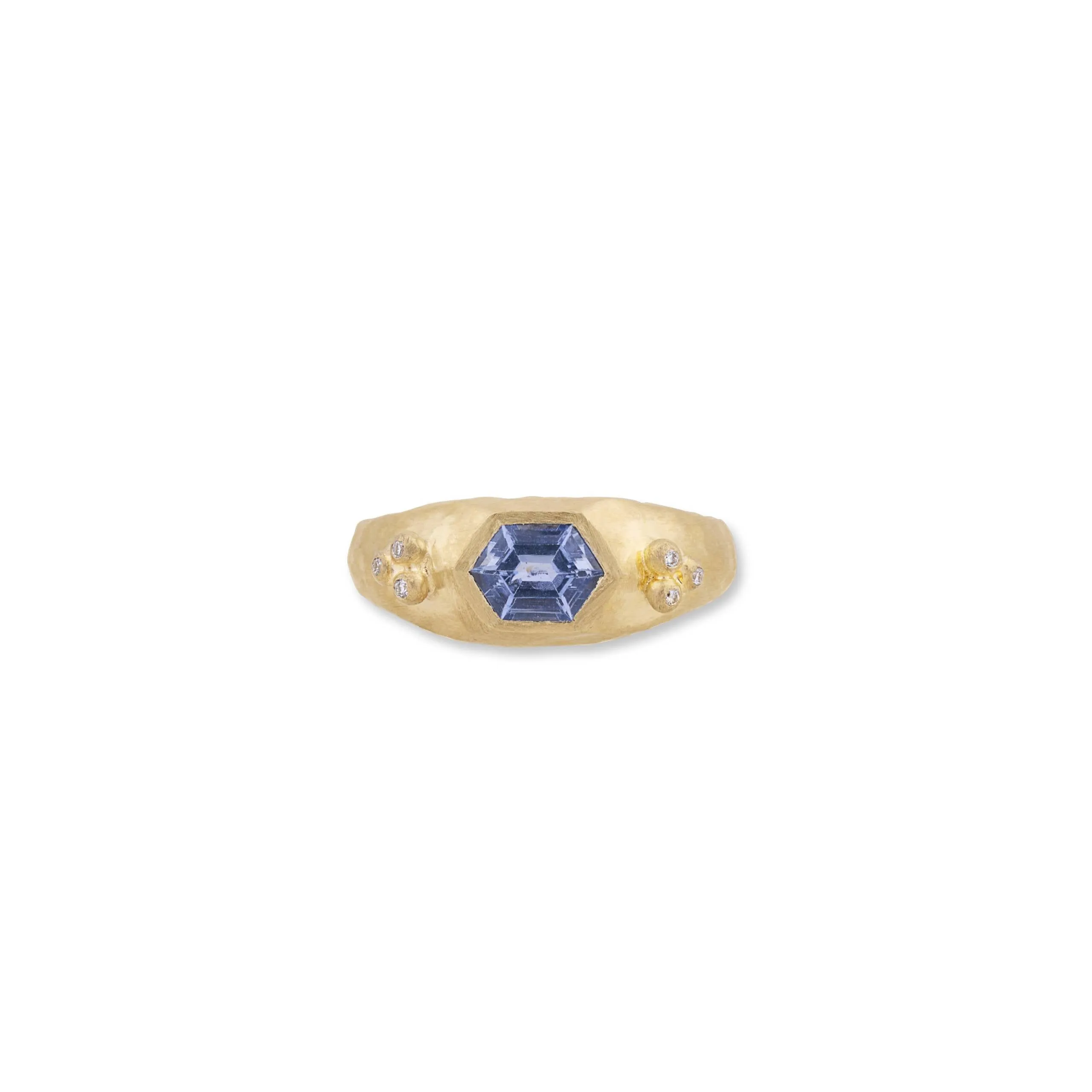 22K Gold Diva Ring with Blue Sapphire & White Diamonds