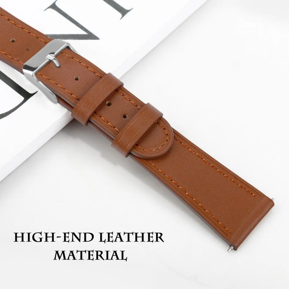 22mm Universal cowhide genuine leather watch strap - Brown