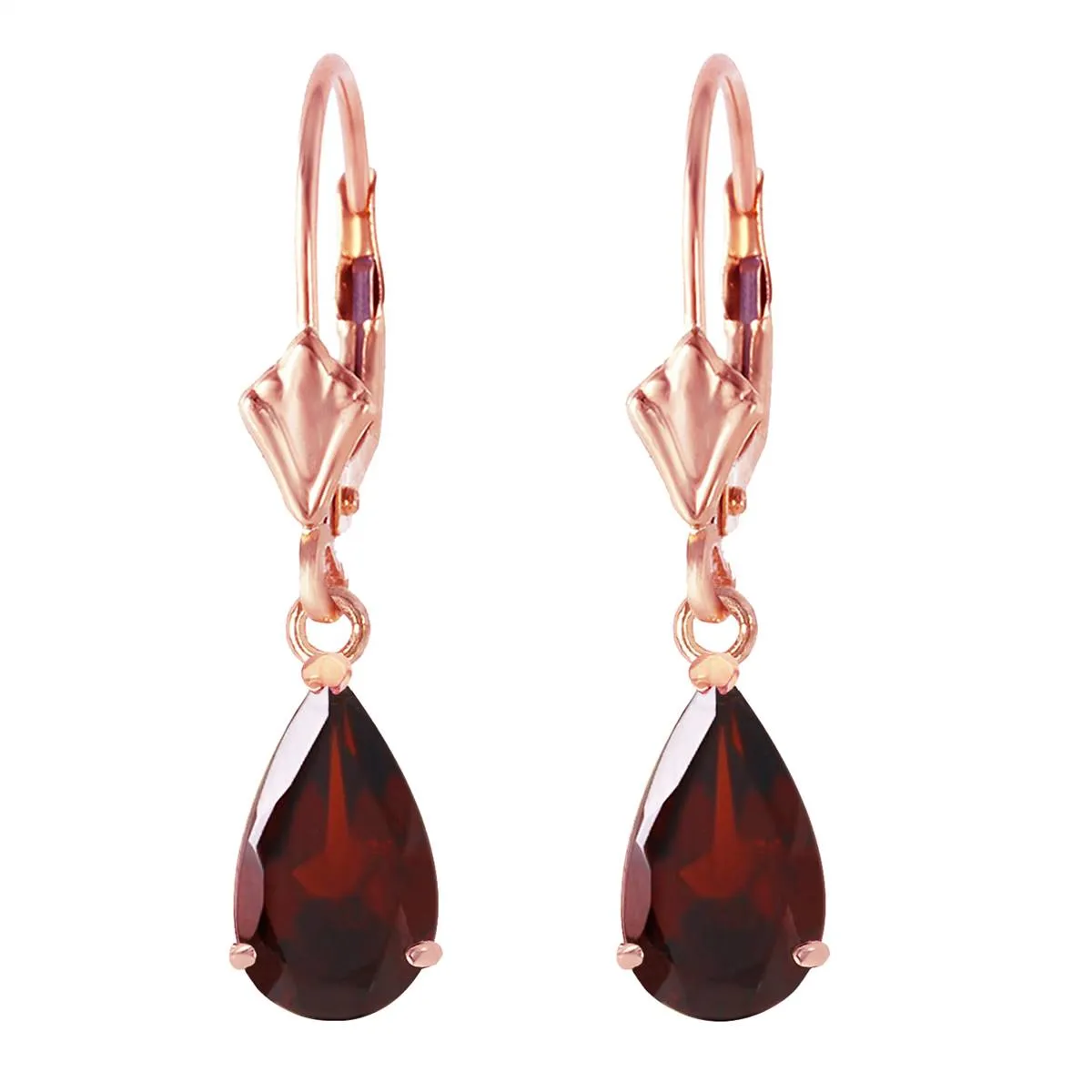 2.45 Carat 14K Solid Rose Gold Leverback Earrings Garnet