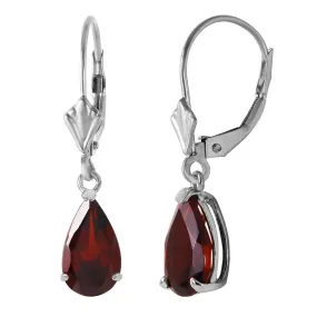 2.45 Carat 14K Solid White Gold Leverback Earrings Garnet