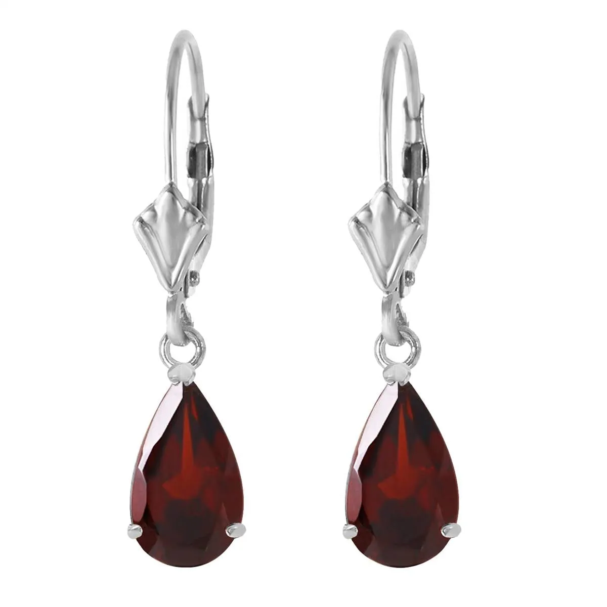 2.45 Carat 14K Solid White Gold Leverback Earrings Garnet