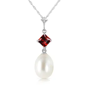 2.5 Carat 14K Solid White Gold Just Imagine Garnet Pearl Necklace