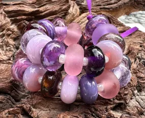 28 Purple Swirl Orphans Lampwork Beads Set SRA