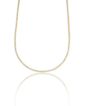 2mm Tennis Necklace Choker With Round Clear Cubic Zirconia Stones (F210)