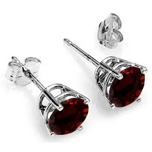 3.1 Carat 14K Solid White Gold Entre Nous Garnet Earrings