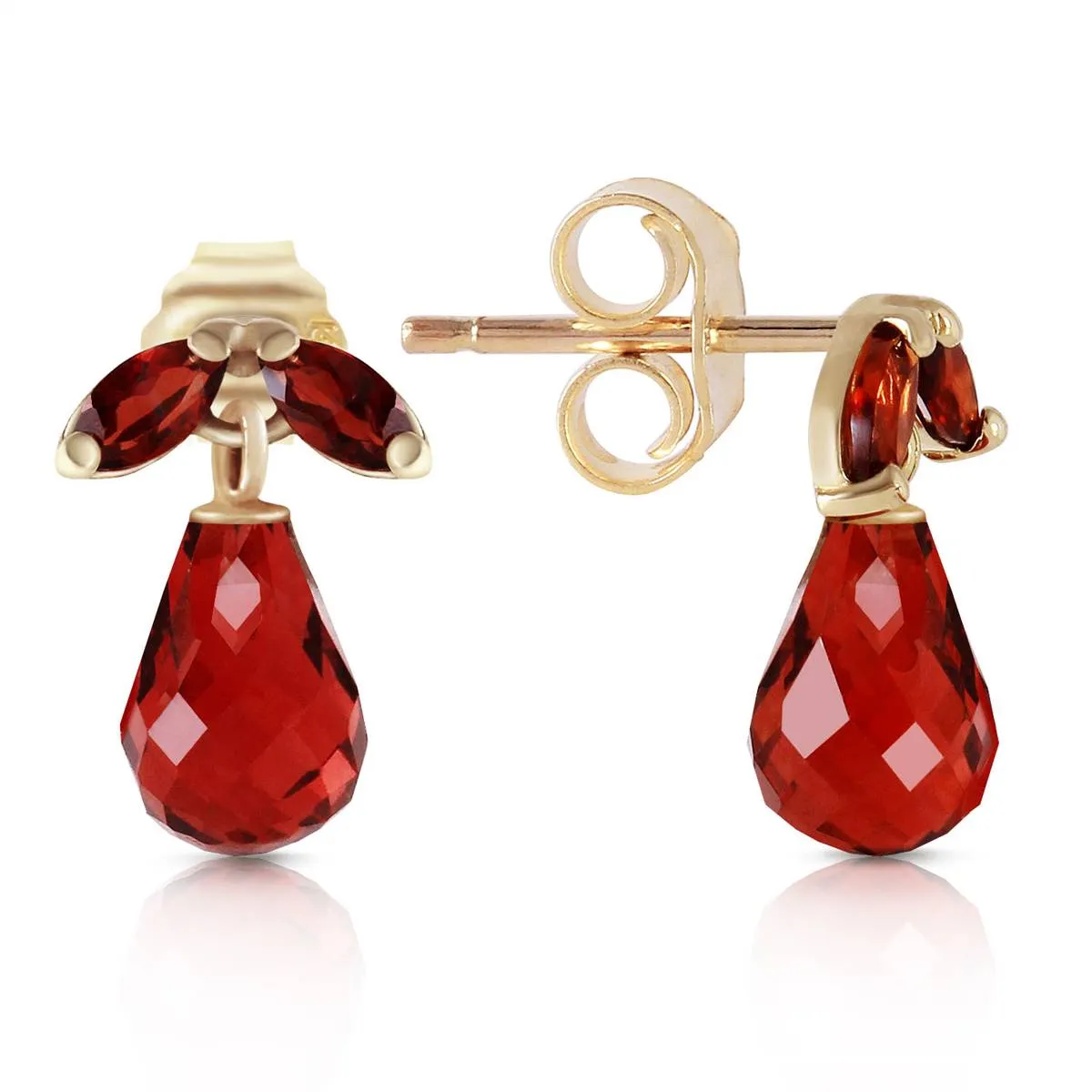 3.4 Carat 14K Solid Yellow Gold Love Interpretation Garnet Earrings