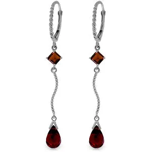 3.5 Carat 14K Solid White Gold Thresholds Garnet Earrings