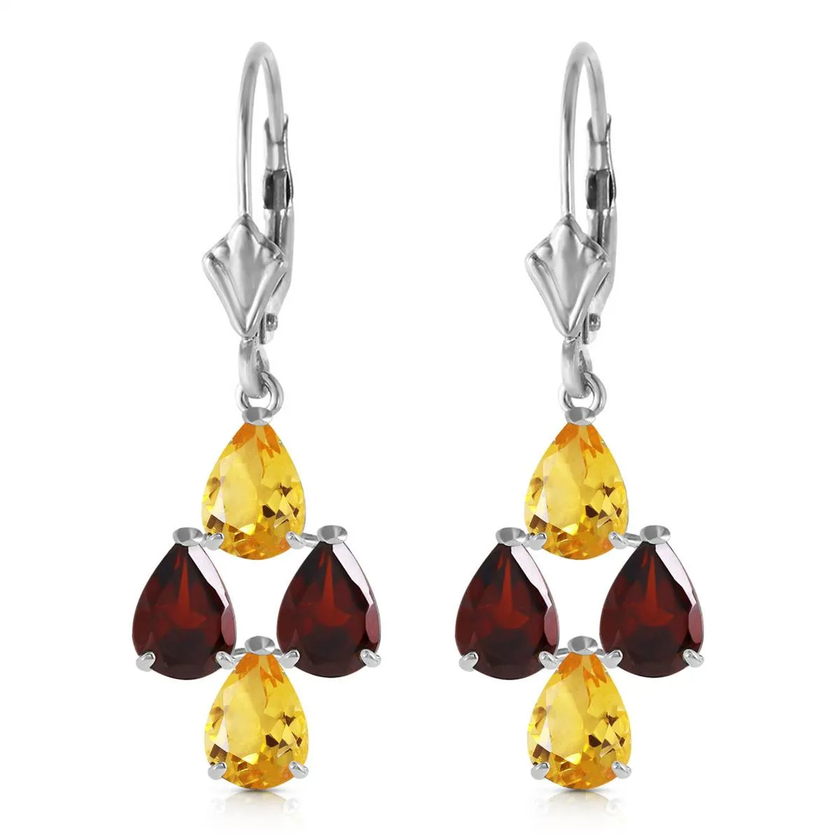 3.9 Carat 14K Solid White Gold Signs Of Rapture Citrine Garnet Earrings