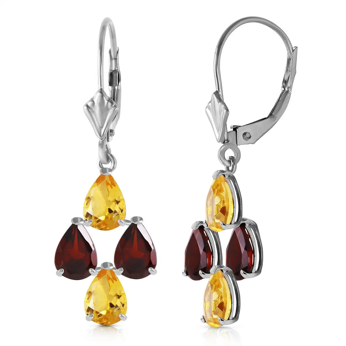 3.9 Carat 14K Solid White Gold Signs Of Rapture Citrine Garnet Earrings