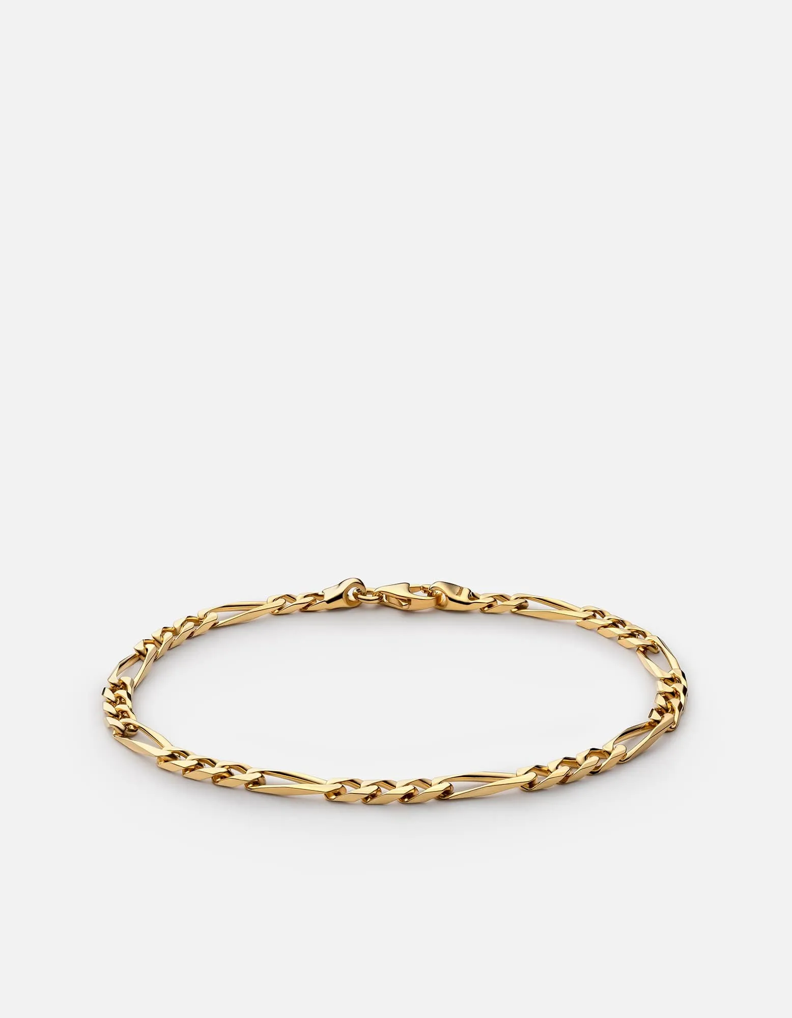 3mm Figaro Chain Bracelet, Gold Vermeil