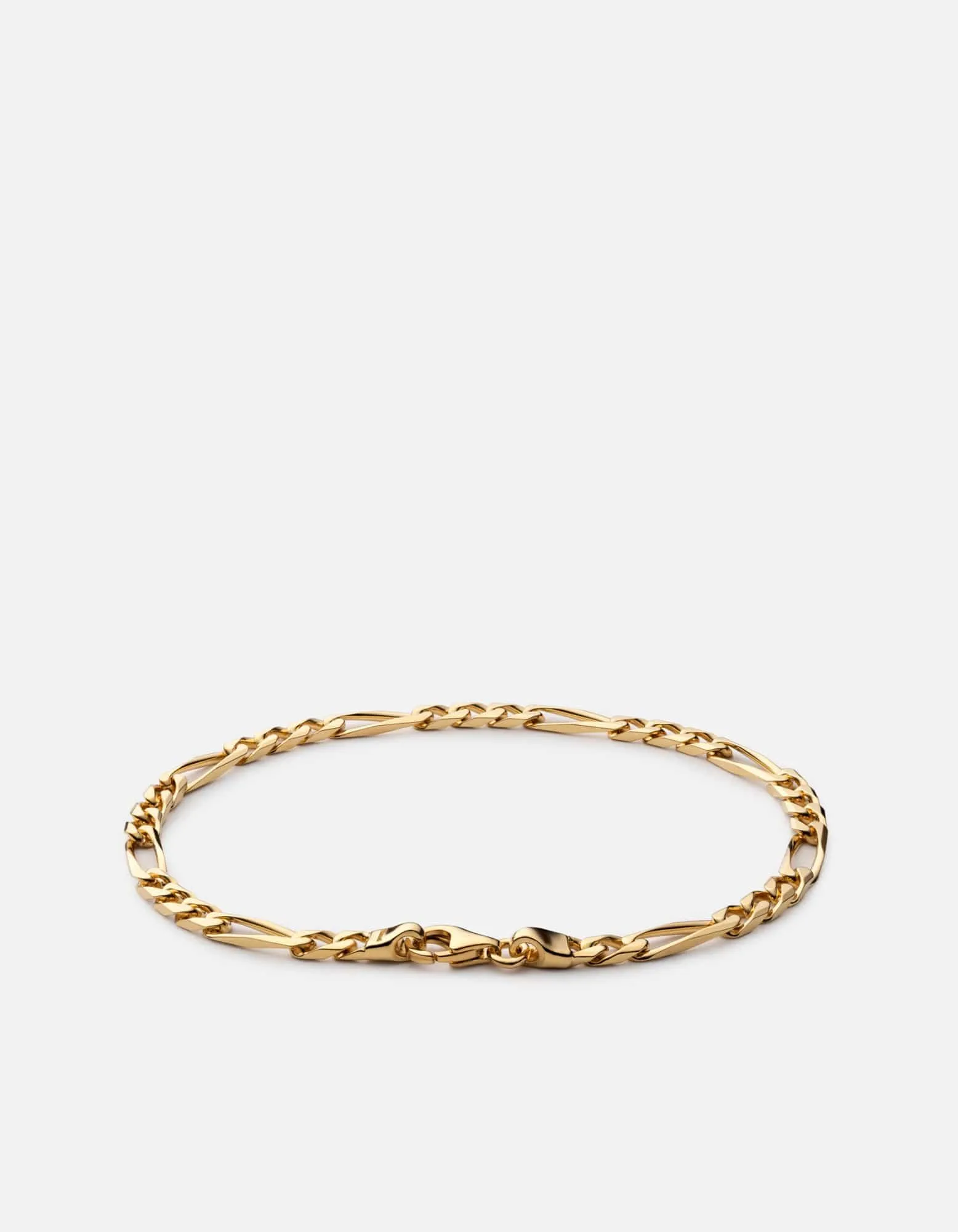 3mm Figaro Chain Bracelet, Gold Vermeil