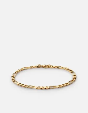 3mm Figaro Chain Bracelet, Gold Vermeil