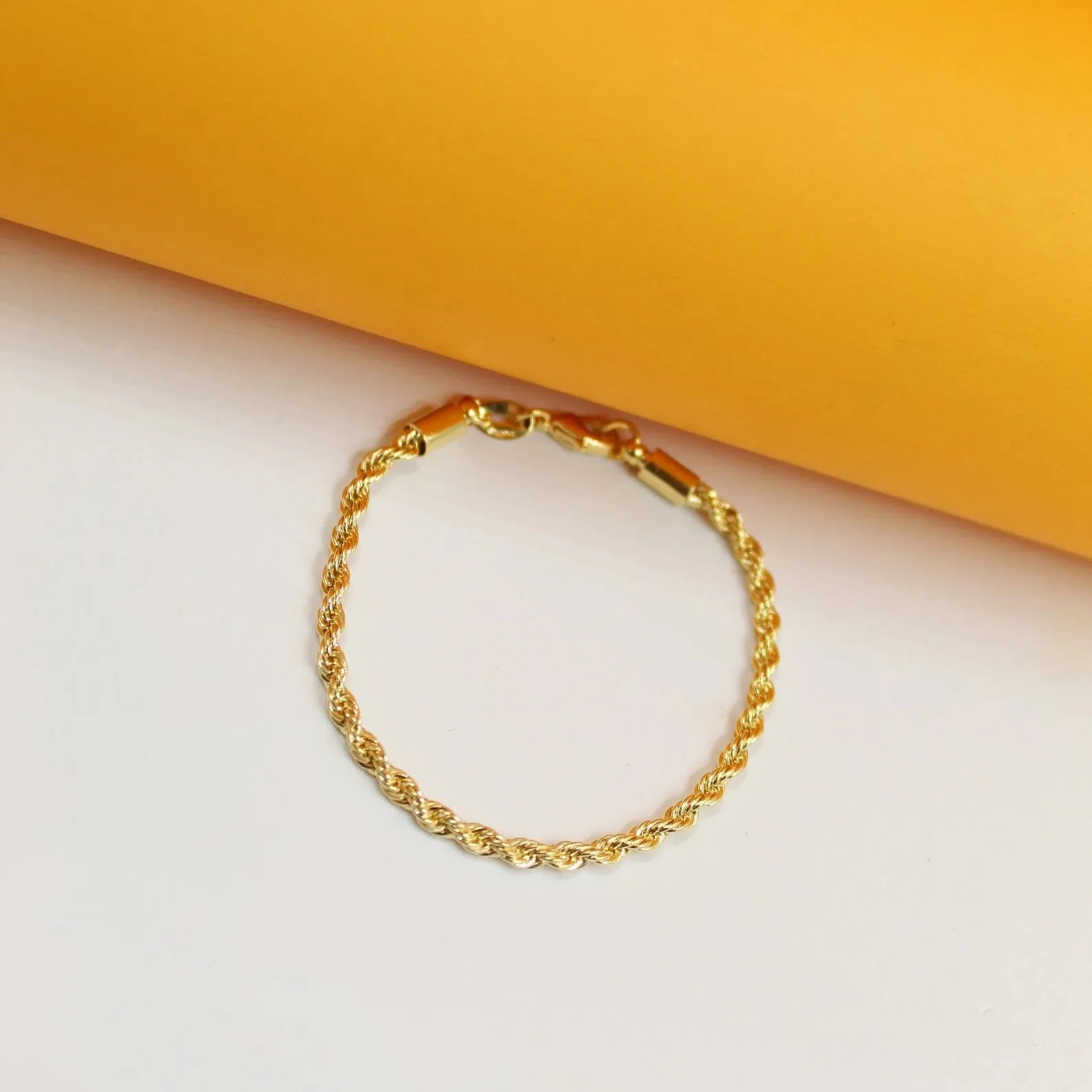 3mm Rope Chain Bracelet With Round Cap (F233)(I12)